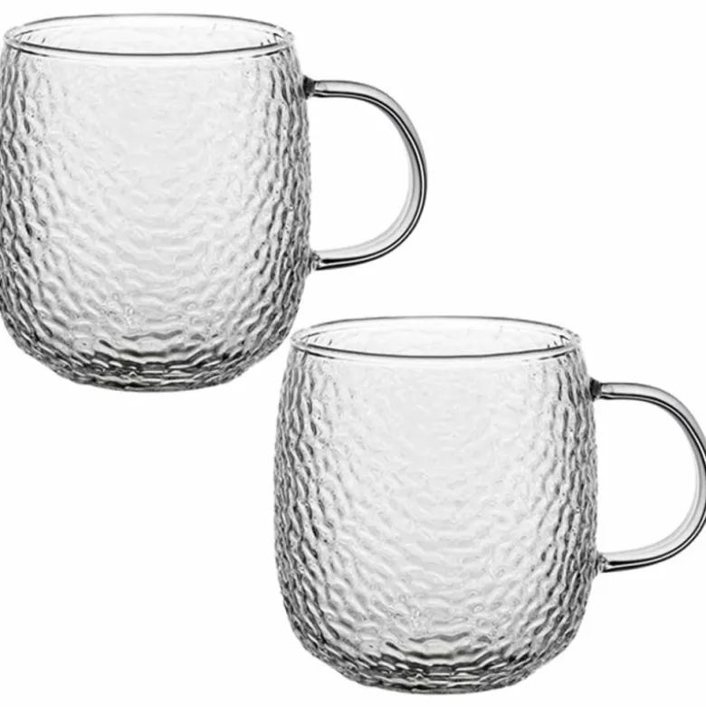 Szklanki z uchem Savia 380 ml do kawy latte komplet kuków szklanych 2 sztuki Florina 3K 1017