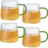 Szklanki z zielonym uchem do kawy herbaty 350 ml MG Home Deco zestaw 4 szklanek