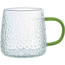 Szklanki z zielonym uchem do kawy herbaty 350 ml MG Home Deco zestaw 4 szklanek