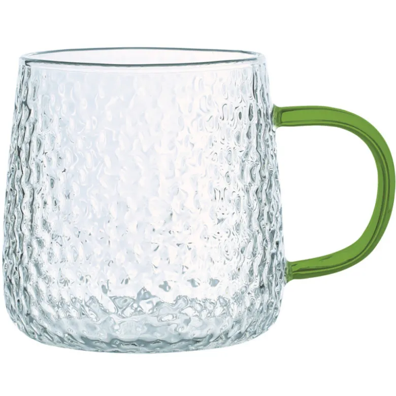 Szklanki z zielonym uchem do kawy herbaty 350 ml MG Home Deco zestaw 4 szklanek