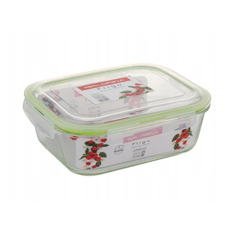 Szklany pojemnik 2260 ml na żywność jedzenie Florina Frigo pudełko z pokrywką lunchbox prostokątny hermetyczny