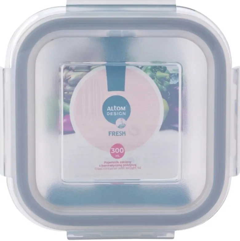 Szklany pojemnik 450 ml na żywność jedzenie Altom Design Fresh pudełko z pokrywką lunchbox kwadratowy hermetyczny