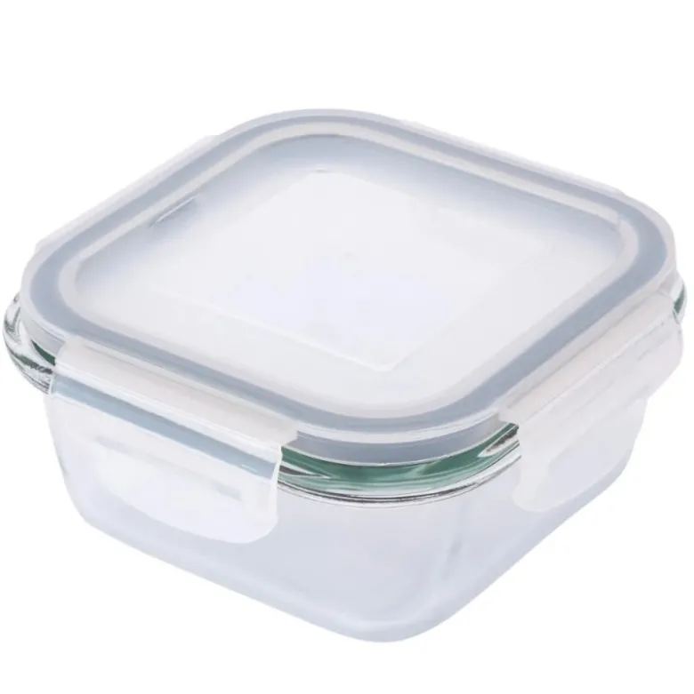 Szklany pojemnik 450 ml na żywność jedzenie Altom Design Fresh pudełko z pokrywką lunchbox kwadratowy hermetyczny