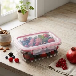 Szklany pojemnik 1050 ml na żywność jedzenie Gierekhoff pudełko z pokrywką lunchbox prostokątny hermetyczny