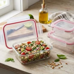 Szklany pojemnik 1050 ml na żywność jedzenie Gierekhoff pudełko z pokrywką lunchbox prostokątny hermetyczny