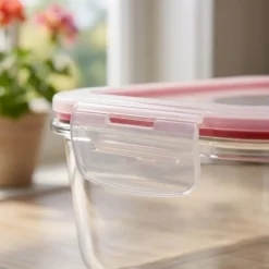 Szklany pojemnik 640 ml na żywność jedzenie Gierekhoff pudełko z pokrywką lunchbox prostokątny hermetyczny