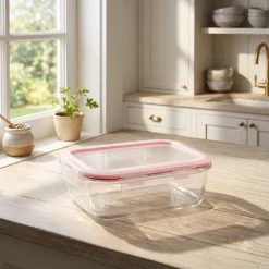 Szklany pojemnik 640 ml na żywność jedzenie Gierekhoff pudełko z pokrywką lunchbox prostokątny hermetyczny