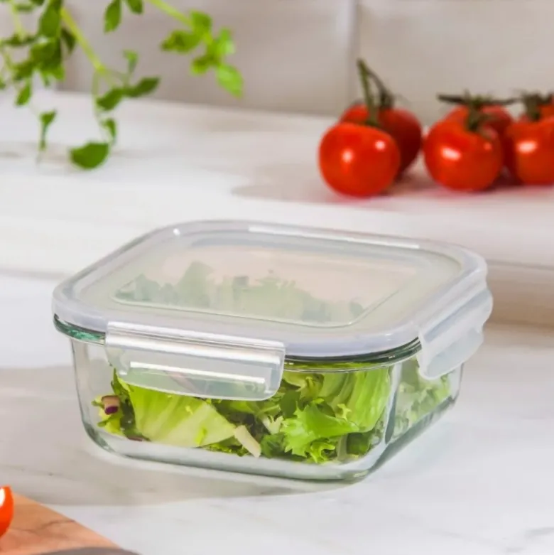 Szklany pojemnik 1100 ml na żywność jedzenie Altom Design Fresh pudełko z pokrywką lunchbox kwadratowy hermetyczny