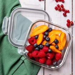 Szklany pojemnik 750 ml na żywność jedzenie Altom Design Fresh pudełko z pokrywką lunchbox kwadratowy hermetyczny