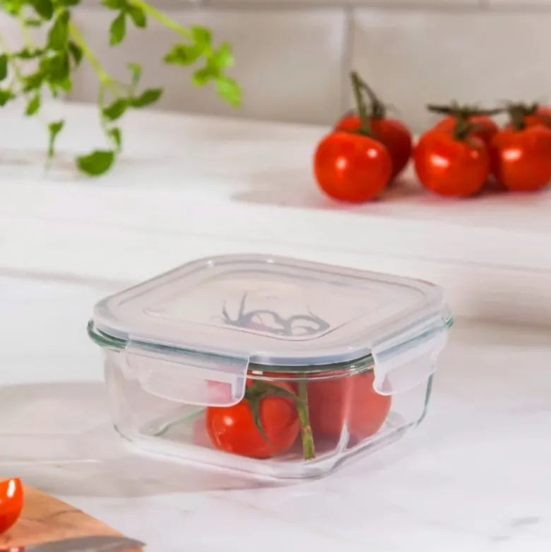 Szklany pojemnik 750 ml na żywność jedzenie Altom Design Fresh pudełko z pokrywką lunchbox kwadratowy hermetyczny