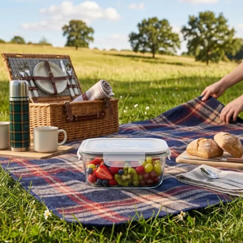 Szklany pojemnik 750 ml na żywność jedzenie Altom Design Fresh pudełko z pokrywką lunchbox kwadratowy hermetyczny