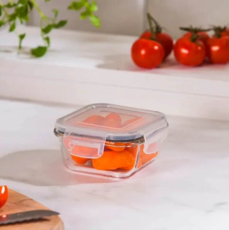 Szklany pojemnik 300 ml na żywność jedzenie Altom Design Fresh pudełko z pokrywką lunchbox kwadratowy hermetyczny