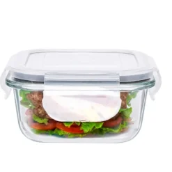 Szklany pojemnik 300 ml na żywność jedzenie Altom Design Fresh pudełko z pokrywką lunchbox kwadratowy hermetyczny
