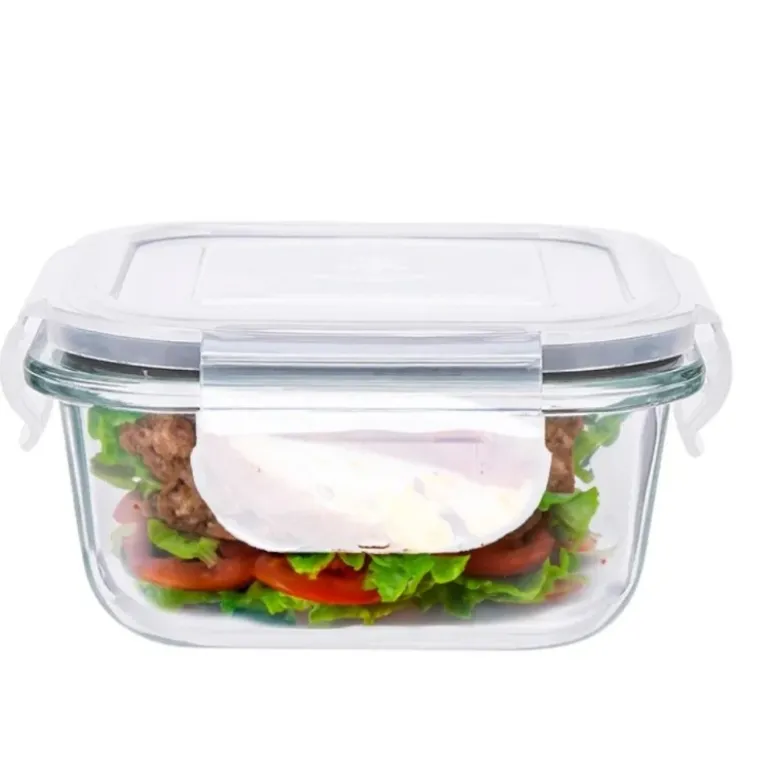 Szklany pojemnik 300 ml na żywność jedzenie Altom Design Fresh pudełko z pokrywką lunchbox kwadratowy hermetyczny
