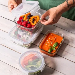 Szklany pojemnik 1500 ml na żywność jedzenie Altom Design Fresh pudełko z pokrywką lunchbox prostokątny hermetyczny