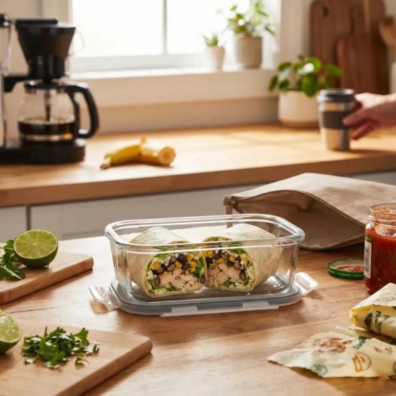 Szklany pojemnik 650 ml na żywność jedzenie Altom Design Fresh pudełko z pokrywką lunchbox prostokątny hermetyczny
