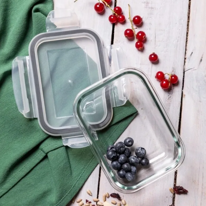 Szklany pojemnik 370 ml na żywność jedzenie Altom Design Fresh pudełko z pokrywką lunchbox prostokątny hermetyczny