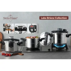 Szybkowar ze stali nierdzewnej 8 litrów 24 cm Swiss Haus Lake Brienz garnek ciśnieniowy próżniowy