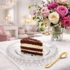 Talerz deserowy szklany 19,5 cm spodek na ciasto Altom Design Bloom