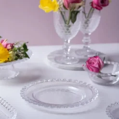 Talerze deserowe szklane 19,5 cm spodek na ciasto Altom Design Bloom zestaw 6 szt
