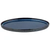 Talerz owalny patera półmisek porcelanowy Florina Evia Blue granatowy prążkowany modern