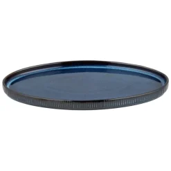 Talerz owalny patera półmisek porcelanowy Florina Evia Blue granatowy prążkowany modern