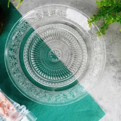 Talerzyki deserowe 15 cm i patera 25 cm szklane GierekHoff Palazzo zestaw 13 sztuk spodek na ciasto deser