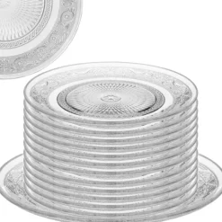 Talerzyki deserowe 15 cm i patera 25 cm szklane Florina Palazzo zestaw 13 sztuk spodek na ciasto deser