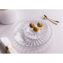 Talerzyki deserowe 15 cm i patera 25 cm szklane Altom Venus zestaw 7 sztuk spodek na ciasto deser
