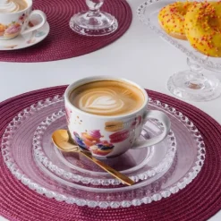 Talerzyki deserowe 19 cm i patera 28 cm szklane Altom Love serduszka zestaw 13 sztuk spodek na ciasto deser