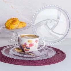 Talerzyki deserowe 19 cm i patera 28 cm szklane Altom Love serduszka zestaw 13 sztuk spodek na ciasto deser