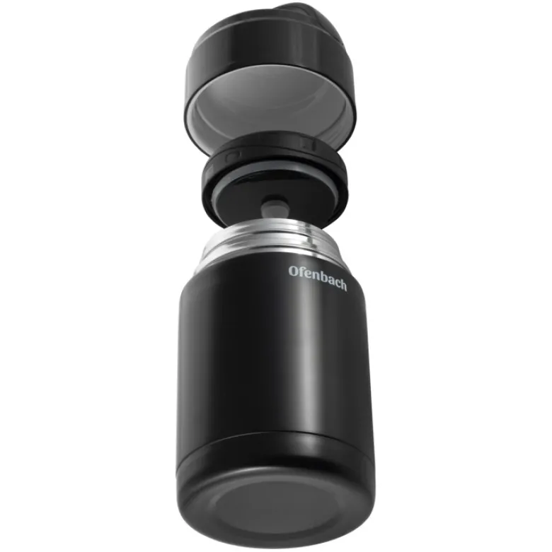 Termos próżniowy Ofenbach 101303 bidon 1000 ml czarny kubek z uchwytem