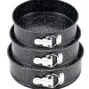 Tortownice okrągłe czarne marmurkowe 20/22/24 cm zestaw 3 blach Elitehoff E 8042