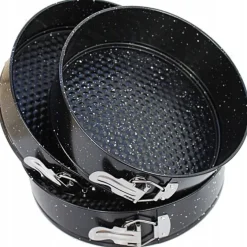 Tortownice okrągłe czarne marmurkowe 20/22/24 cm zestaw 3 blach Elitehoff E 8042