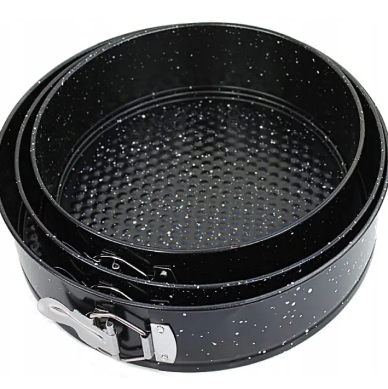 Tortownice okrągłe czarne marmurkowe 20/22/24 cm zestaw 3 blach Elitehoff E 8042