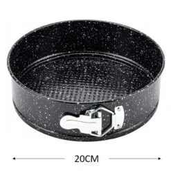 Tortownice okrągłe czarne marmurkowe 20/22/24 cm zestaw 3 blach Elitehoff E 8042
