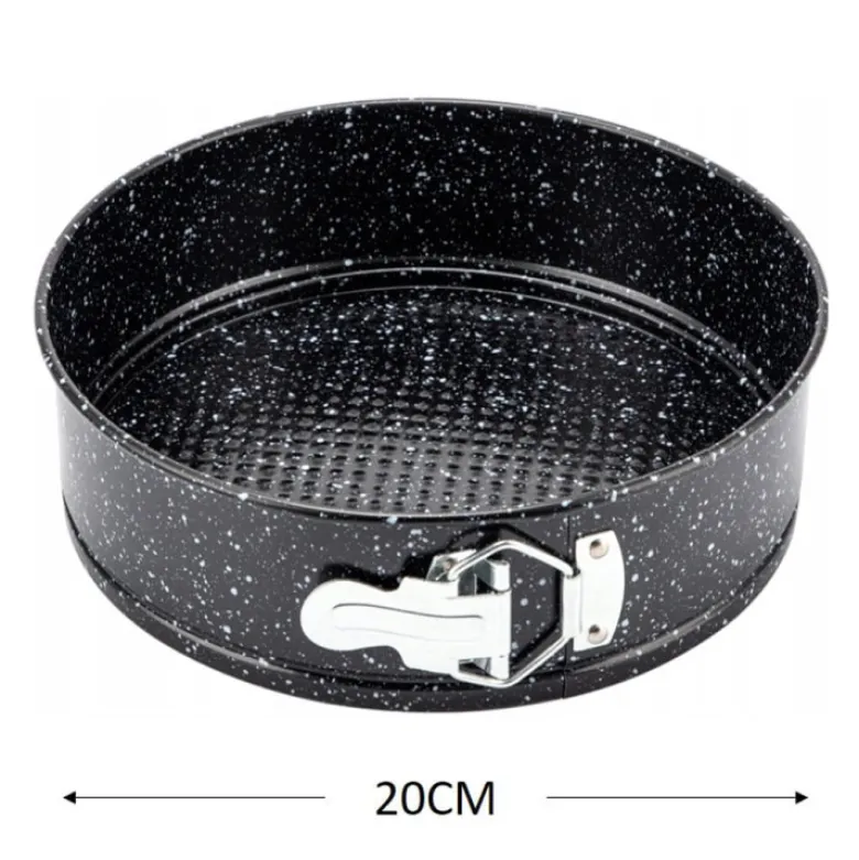 Tortownice okrągłe czarne marmurkowe 20/22/24 cm zestaw 3 blach Elitehoff E 8042