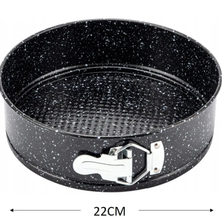 Tortownice okrągłe czarne marmurkowe 20/22/24 cm zestaw 3 blach Elitehoff E 8042