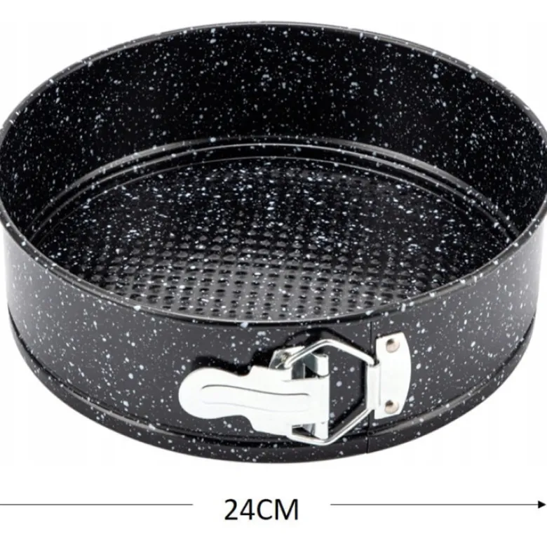 Tortownice okrągłe czarne marmurkowe 20/22/24 cm zestaw 3 blach Elitehoff E 8042