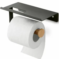 Uchwyt wieszak łazienkowy na papier toaletowy Tadar Wood czarny