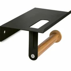 Uchwyt wieszak łazienkowy na papier toaletowy Tadar Wood czarny