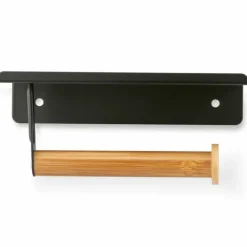 Uchwyt wieszak łazienkowy na papier toaletowy Tadar Wood czarny