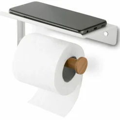 Uchwyt wieszak łazienkowy na papier toaletowy Tadar Wood biały