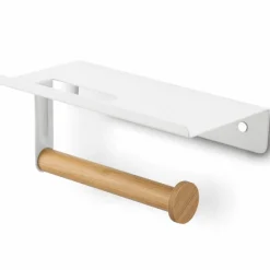 Uchwyt wieszak łazienkowy na papier toaletowy Tadar Wood biały