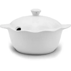 Waza porcelanowa z pokrywką biała do zup 2.4 L okrągła TRAGAR