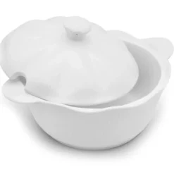 Waza porcelanowa z pokrywką biała do zup 2.4 L okrągła TRAGAR