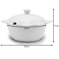 Waza porcelanowa z pokrywką biała do zup 2.4 L okrągła TRAGAR