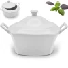 Waza porcelanowa z pokrywką biała do zup 2.8 L kwadratowa Bella Fiore