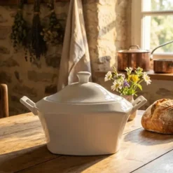 Waza porcelanowa z pokrywką biała do zup 2.8 L kwadratowa Bella Fiore