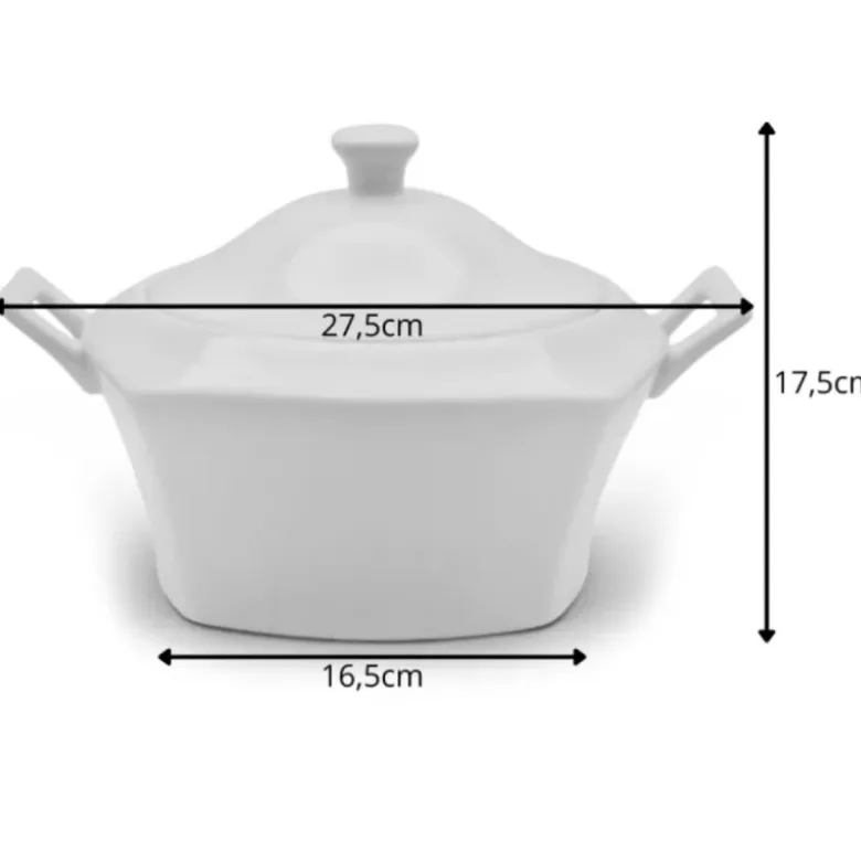 Waza porcelanowa z pokrywką biała do zup 2.8 L kwadratowa Bella Fiore